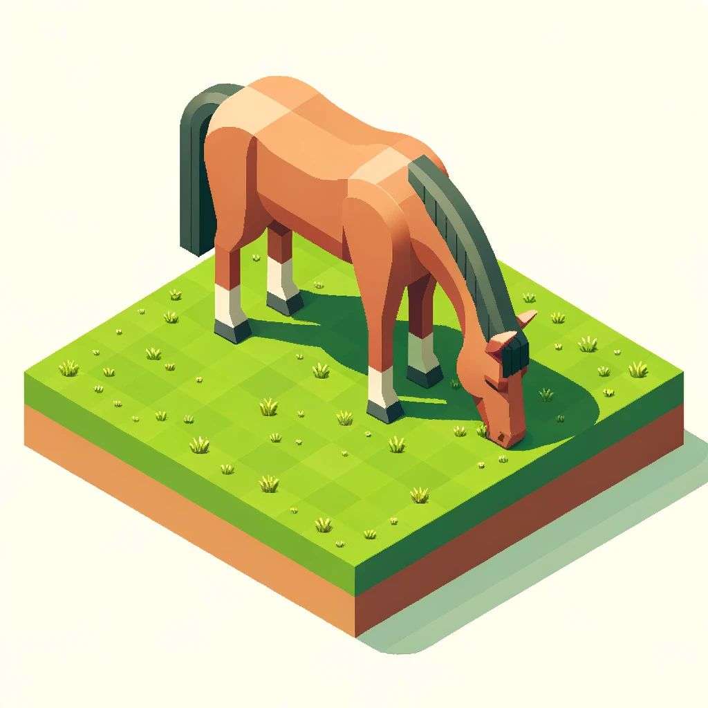 a horse, isometric art